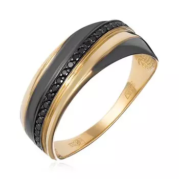 Золотое кольцо с черными бриллиантами
