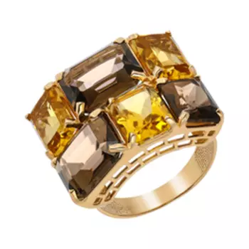 Золотое кольцо с цитринами и раухтопазами
