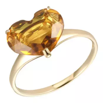 Золотое кольцо с цитрином "Сердце"