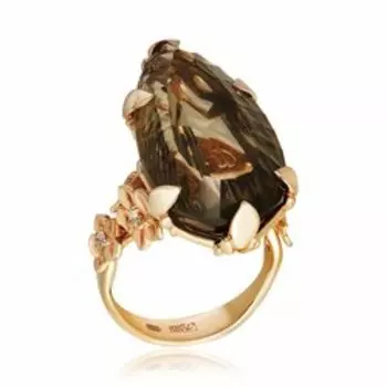 Золотое кольцо с дымчатым кварцем
