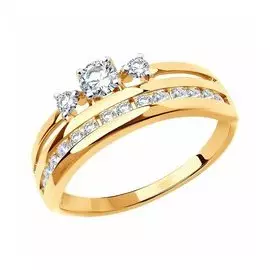 Золотое кольцо с фианитами