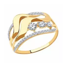 Золотое кольцо с фианитами