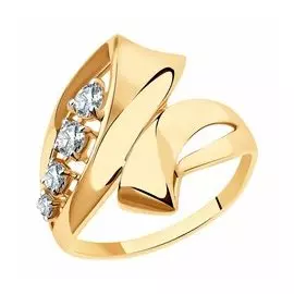 Золотое кольцо с фианитами