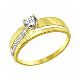 Золотое кольцо с фианитами