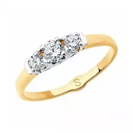 Золотое кольцо с фианитами