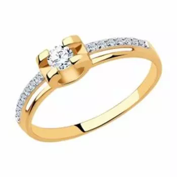 Золотое кольцо с фианитами