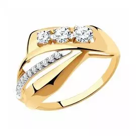 Золотое кольцо с фианитами