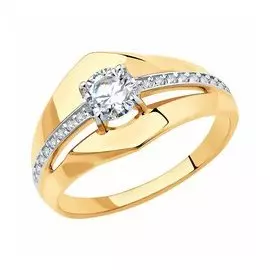 Золотое кольцо с фианитами