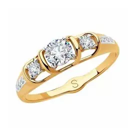 Золотое кольцо с фианитами