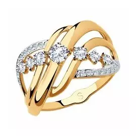 Золотое кольцо с фианитами