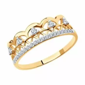 Золотое кольцо с фианитами