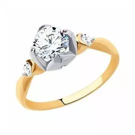 Золотое кольцо с фианитами