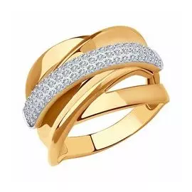 Кольцо из комбинированного золота с фианитами