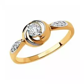 Золотое кольцо с фианитами