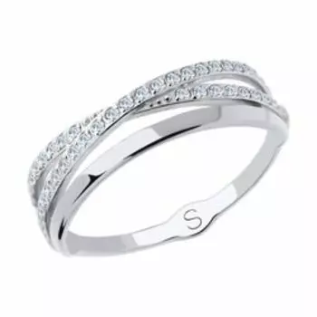 Кольцо из белого золота с фианитами