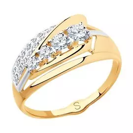 Золотое кольцо с фианитами