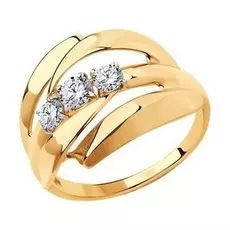 Золотое кольцо с фианитами