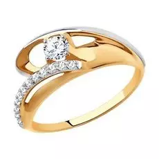 Золотое кольцо с фианитами