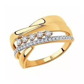 Золотое кольцо с фианитами