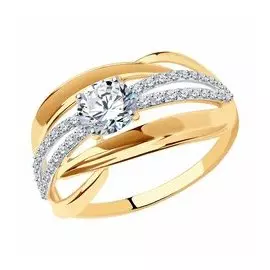 Золотое кольцо с фианитами