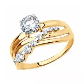 Золотое кольцо с фианитами