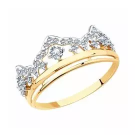 Кольцо из золота с фианитами