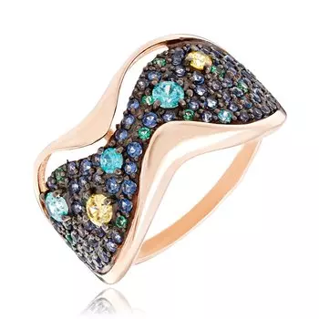 Золотое кольцо с фианитами "Аватар"