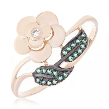 Золотое кольцо с фианитами "Цветок"