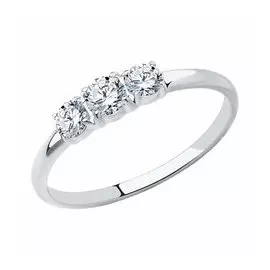 Золотое кольцо с фианитами из белого золота