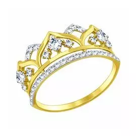 Золотое кольцо с фианитами "Корона"