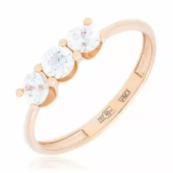 Золотое кольцо с фианитами Swarovski