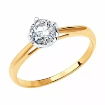 Золотое кольцо с фианитами Swarovski