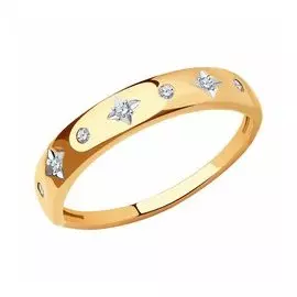 Золотое кольцо с фианитами "Звезды"