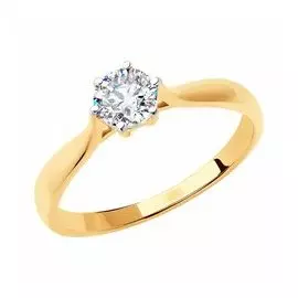 Золотое кольцо с фианитом Swarovski