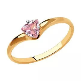 Золотое кольцо с фианитом SWAROVSKI