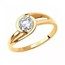 Золотое кольцо с фианитом Swarovski Zirconia