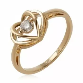 Золотое кольцо с фианитом "Танцующий камень"
