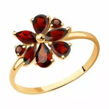 Кольцо из золота с гранатами