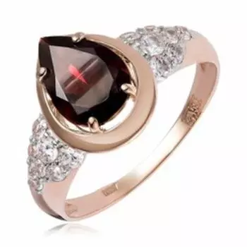 Золотое кольцо с гранатом и фианитами