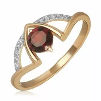 Золотое кольцо с гранатом и фианитами