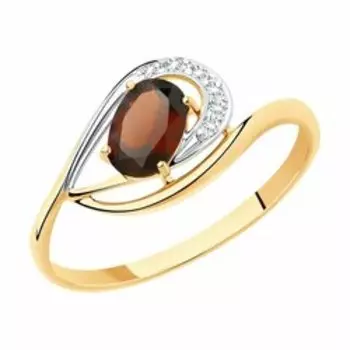 Кольцо из золота с гранатом и фианитами