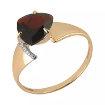 Золотое кольцо с гранатом и фианитами