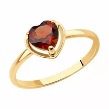 Золотое кольцо с гранатом "Сердце"