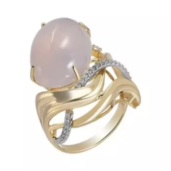 Золотое кольцо с халцедоном и бриллиантами