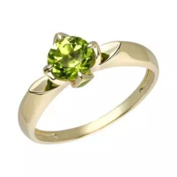 Золотое кольцо с хризолитом и эмалью