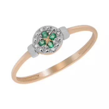 Золотое кольцо с изумрудами и бриллиантами