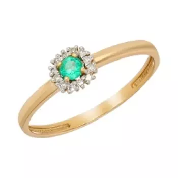 Золотое кольцо с изумрудом и бриллиантами