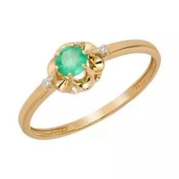 Золотое кольцо с изумрудом и бриллиантами