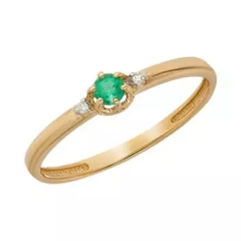Золотое кольцо с изумрудом и бриллиантами