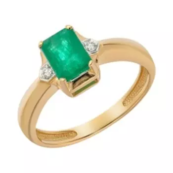 Золотое кольцо с изумрудом и бриллиантами